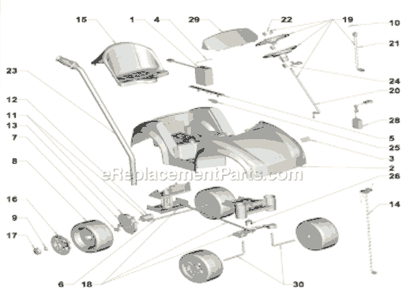 Page A Diagram and Parts List for T3260  Power Wheels Ride-On Cars